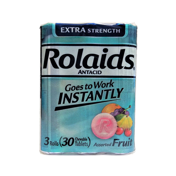 Rolaids Extra Strength Antacid Chewable Tablets, 3 Rolls Per Pack, 30 Count Total, 1 Pack Each, By Chattem Inc.