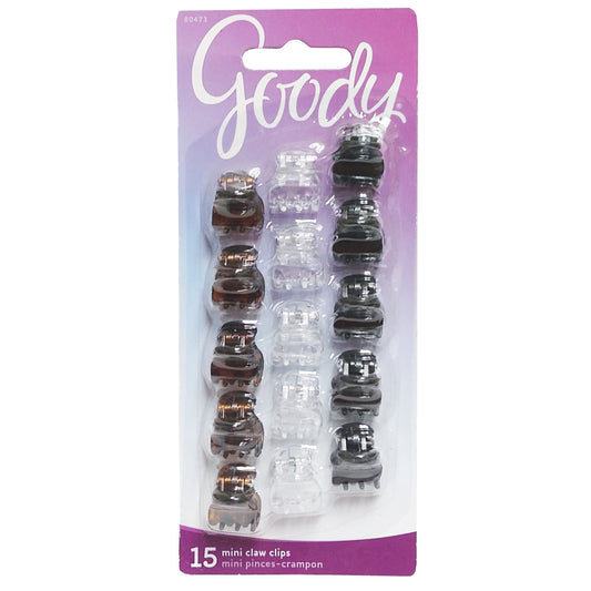 Goody Mini Claw Clips, 15 Ct., Assorted Colors, 1 Pack Each, By Sanford