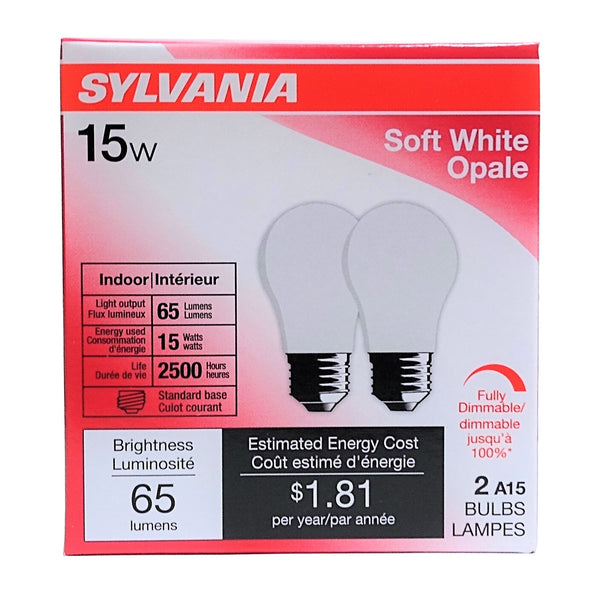 Sylvania 15W Soft White Bulb, 2 Pack, 1 Each, By Ledvance, LLC