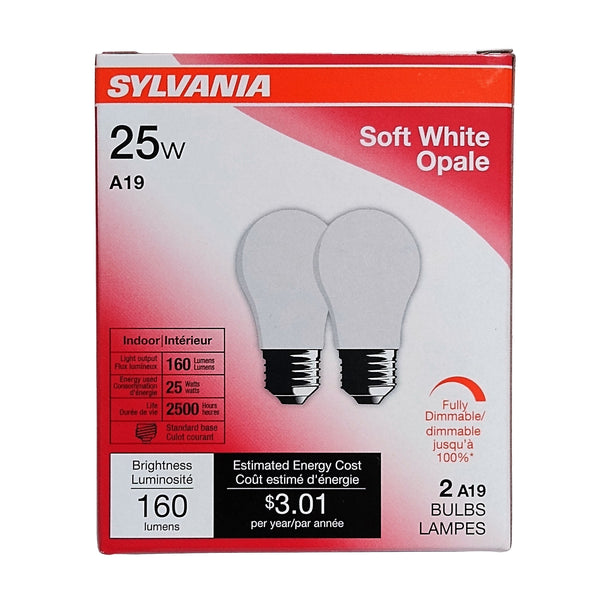 Sylvania 25 W Soft White Light Bulb, 2 Pack, 1 Each, By Ledvance LLC