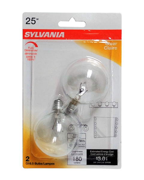 SYLVANIA 25W Clear Light Bulbs, 2 Pack, 1 Each, By Ledvance LLC