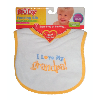 Nuby Cloth Feeding Bibs, I LUV Collection, Assorted Colors, 1 Each, By Nuby