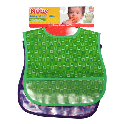 Nuby Easy Clean Vinyl Bibs, 2 Count, 1 Pack Each, By Nuby