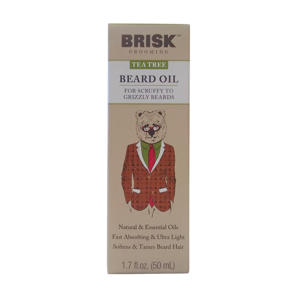 Brisk Grooming Beard Oil, Tea Tree, 1.7 Fl. Oz.., 1 Bottle Each, By Lornamead Brands Inc.