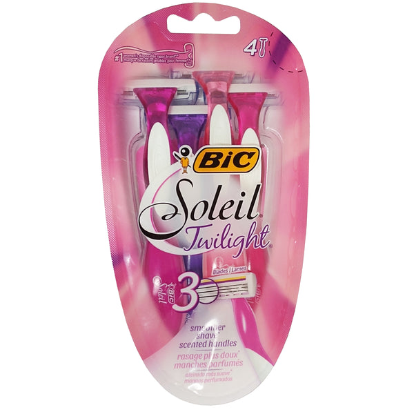 BiC Soleil Twilight Triple Blade Disposable Shavers for Women, 4 Count, 1 Pack Each, By BiC