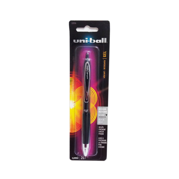 Uni-Ball 207 Vibrant Black Gel Pen, Medium 0.7 mm 1 Pen, 1 Pack Each, By Sanford