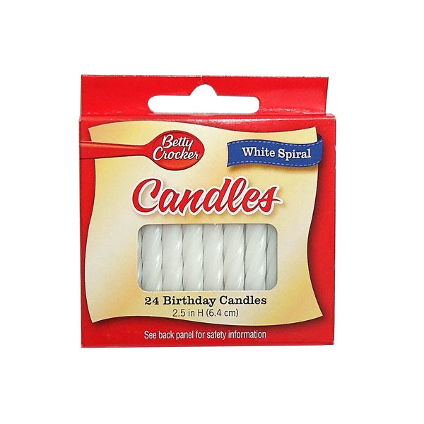 Betty Crocker White Spiral, 24 Birthday Candles, 1 Pack Each, By Signature