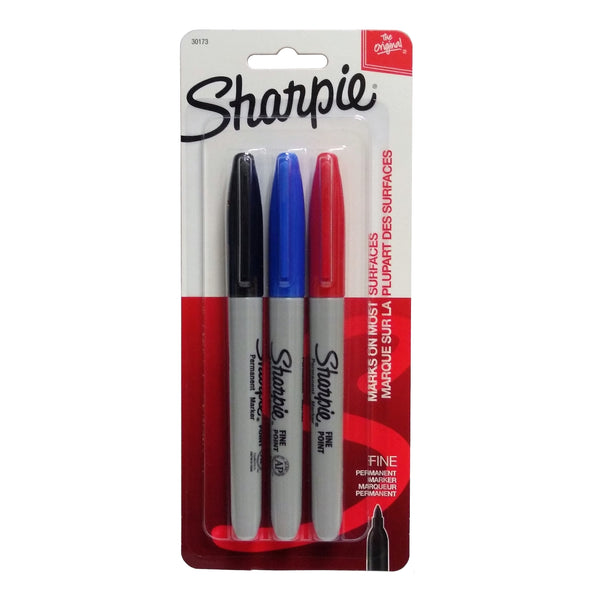 Sharpie Fine Point Permanent Markers, 30173, 3 Ct., 1 Pack Each, By Newell Office Brands