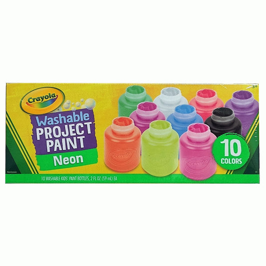 Crayola Washable Project Paint Neon, 10 Paint Bottles, 2 Fl Oz Each, 1 Each, By Binney & Smith Ltc.