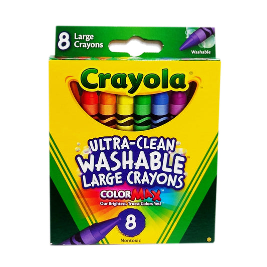 Crayola Ultra-Clean Washable Large Crayons, Assorted Colors, 8 Ct., 1 Pack Each, By Crayola