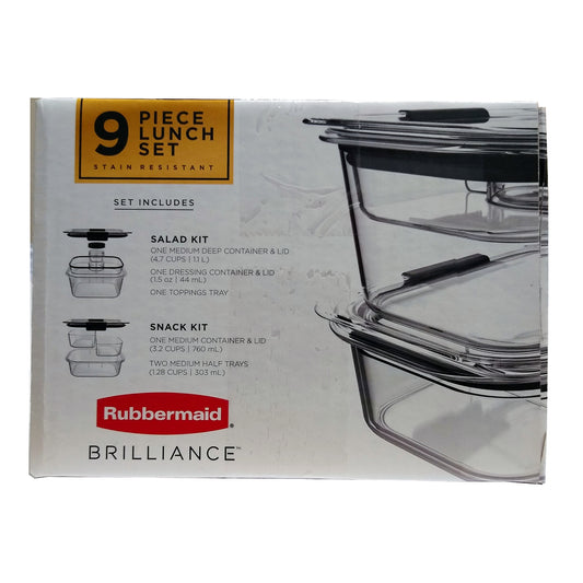 Rubbermaid Brilliance 9 Piece Lunch Set, 1 Set, 1 Each, By Rubbermaid Incorporated