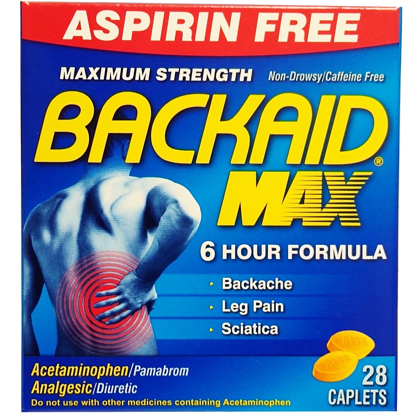 BACKAID Max Analgesic/Diuretic, 28 Caplets, 1 Box Each, By Alva-Amco