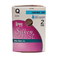 L'eggs Silken Mist Control Top Pantyhose 2 Pair, Nude, Size Q, 1 Pack Each, By Hanes