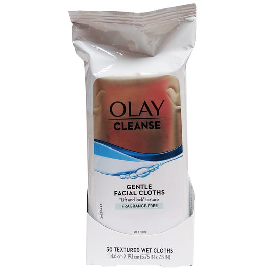 Olay Cleanse Gentle Facial Cloths Fragrance-Free 30 Count, 1 Pack Each, By P&G