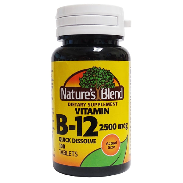 Nature's Blend Vitamin B-12 2500 mcg 100 Quick Dissolve Tablets, 1 Bottle Each, By National Vitamin Company