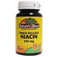 Nature's Blend Timed Release Niacin 250 mg 100 Tablets, 1 Bottle Each, By National Vitamin Company
