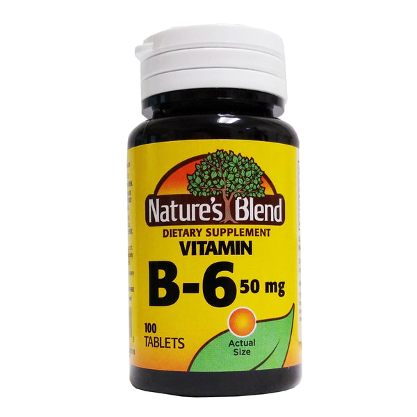 Nature's Blend Vitamin B-6 50 mg 100 Tablets, 1 Bottle Each, By National Vitamin Company