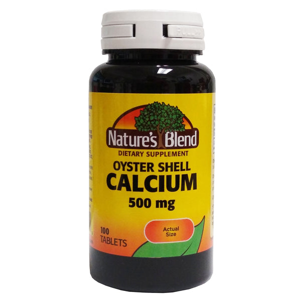 Nature's Blend Oyster Shell Calcium 500 mg 100 Tablets, 1 Bottle Each, By National Vitamin Company