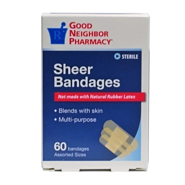 Good Neighbor Pharmacy Sheer Bandages, 1 Box, 60 Assorted Bandages Each, By AmerisourceBergen