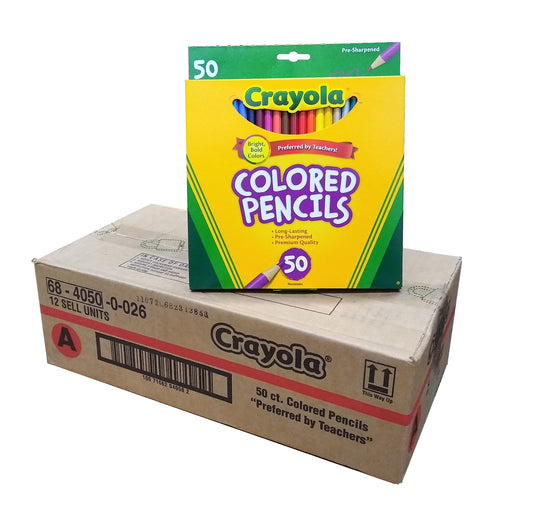 Crayola Colored Pencils, Assorted Colors, 50 Ct., Case of 12, By Crayola
