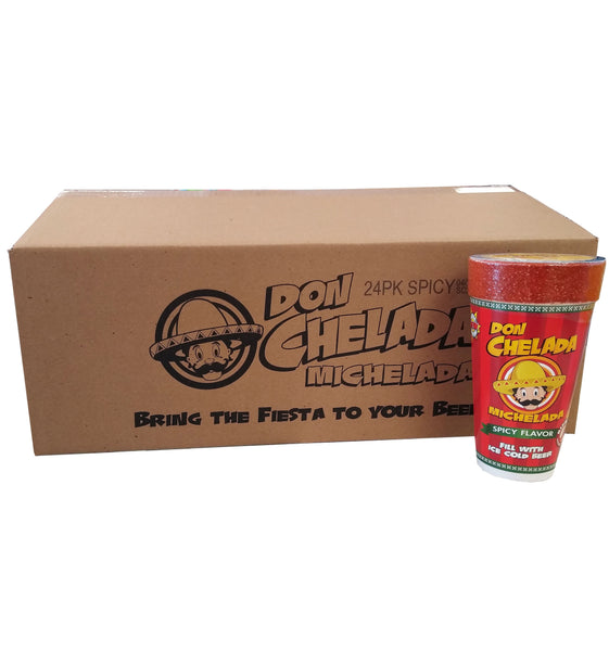 Michelada Beer Cups, Spicy Flavor, 1 Case of 24 Cups, By Don Chelada
