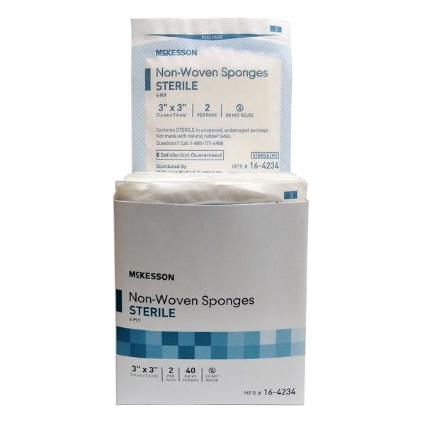 McKesson Sterile Non-Woven Sponges, 2 Count, 40 Packs Per Box, 1 Box Each, By Cypress Medical