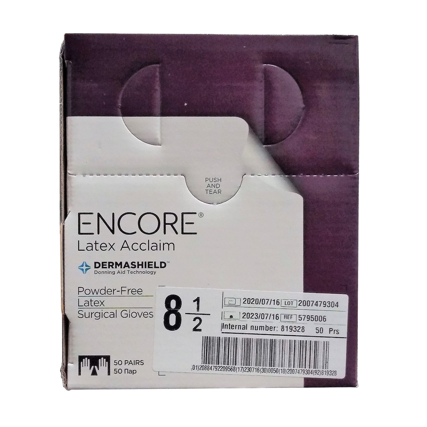 Encore Latex Acclaim Gloves Size 8 1/2 5795006, 50 Pairs a Box, 1 Box Each, By Ansell