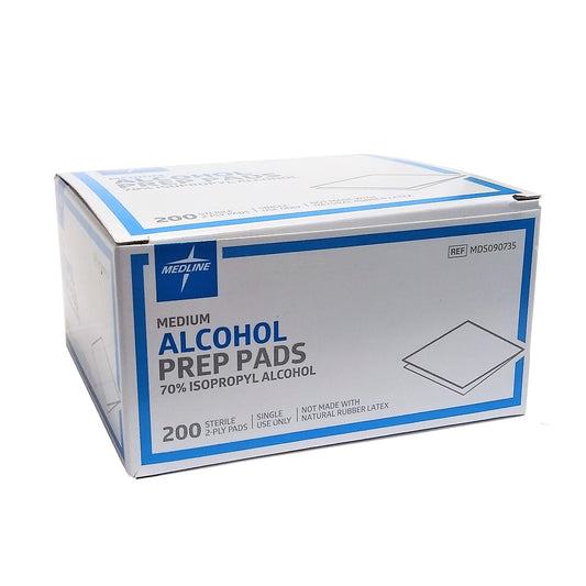 Medline Alcohol Prep Pads, Sterile 2-Ply Pads, 200 Count, 1 Box Each, By Medline