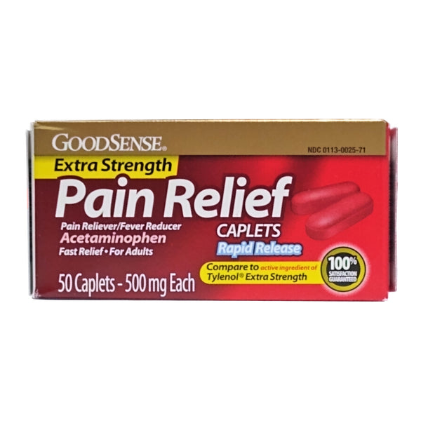 GoodSense Extra Strength Pain Reliever 500 mg, 50 Caplets, 1 Each, By Perrigo