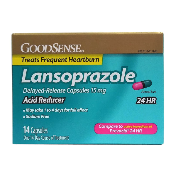 GoodSense Lansoprazole 15mg, 14 Capsules, 1 Box Each, By Perrigo