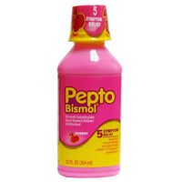 Pepto Bismol Upset Stomach Reliever/Antidiarrheal Cherry Flavor 12 Fl. Oz, 1 Bottle Each, By P&G
