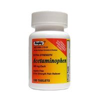 Extra-Strength Acetaminophen Tablets, 500 mg., 100 Tablets, 1 Bottle Each, By Rugby
