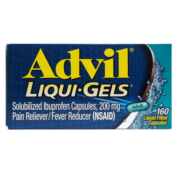 Advil Liqui-Gels Pain Reliever/Fever Reducer (NSAID) 200 mg 160 Liquid Filled Tablets, 1 Pack Each, By Pfizer Consumer Healthcare