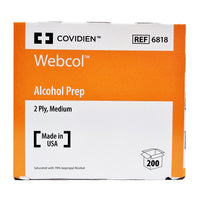 Webcol Alcohol Prep 2 Ply, Medium, 200 Count, 1 Pack, By Covidien