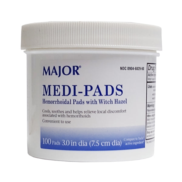 Major Medi-Pads Hemorrhoidal Pads With Witch Hazel 100 Ct, 1 Jar  Each, By Major