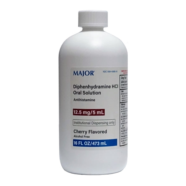 Major Diphenhydramine HCI Oral Solution 12.5 MG, 16 FL OZ, 1 Each, By Major Pharmaceuticals