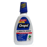 Orajel Mouth Sores Antiseptic Rinse, 16 fl. oz,  Soothing Mint, 1 Bottle Each, By Church and Dwight