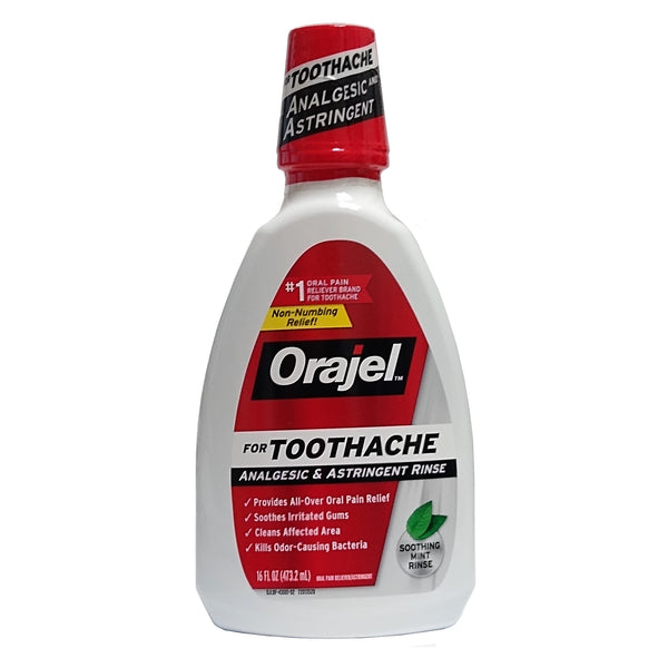Orajel Toothache Analgesic & Astringent Rinse 16 Fl Oz, One Bottle, By Church and Dwight