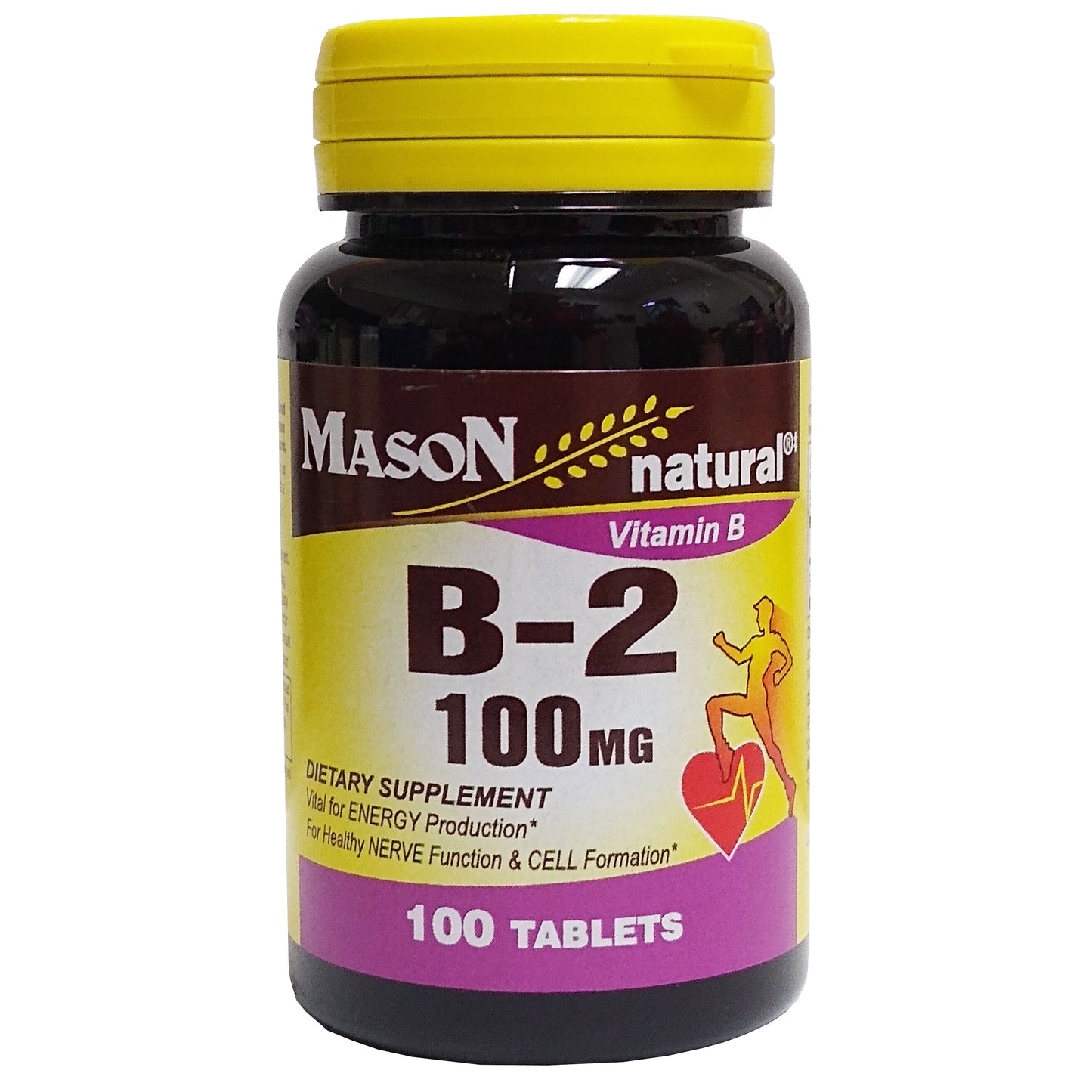 Mason Natural Vitamin B-2 100 mg 100 Tablets, 1 Bottle Each, By Mason Vitamins