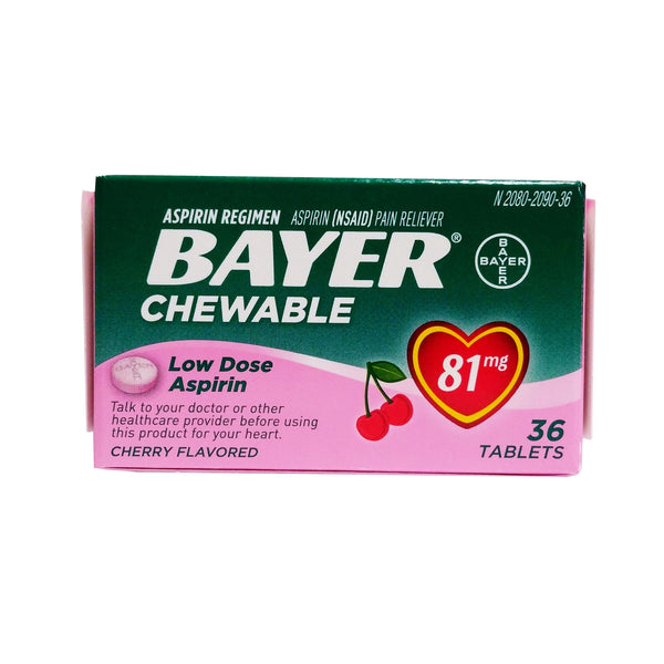 Aspirin Regimen Low Dose Cherry Flavored, 81 Mg., 36 Tablets, 1 Each, By Bayer