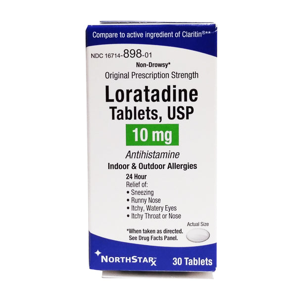 Loratadine Antihistamine Indoor & Outdoor Allergies 10 mg 30 Tablets, 1 Pack Each, By NorthstarRx LLC