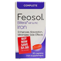 Complete Feosol Bifera HIP & PIC Iron, 30 Caplets, 1 Pack Each, By Emerson Healthcare