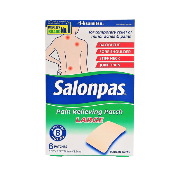 Salonpas Pain Relieving Patch, Large, 6 Count, 1 Pack Each, By Hisamitsu Pharmaceutical Co., Inc.