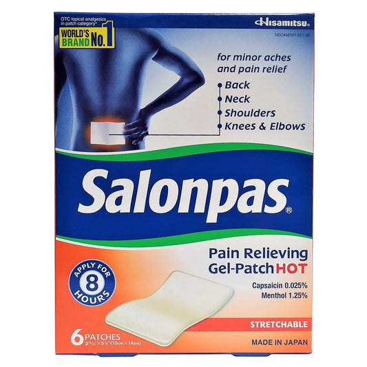 Salonpas Pain Relieving Gel-Patch Hot, 6 Count, 1 Pack Each,  By Hisamitsu Pharmaceutical Co., Inc.