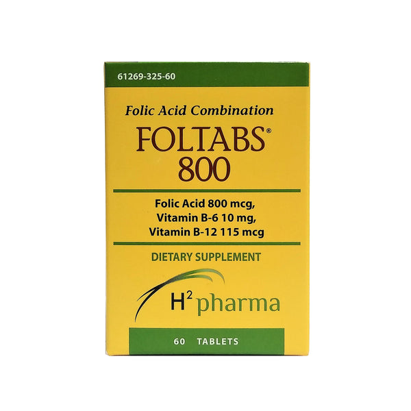 Foltabs 800 mcg, 60 Tablets, 1 Box Each, By H2 Pharma LLC