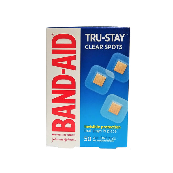 Band-Aid Tru-Stay Clear Spots, 50 All One Size 7/8" x 7/8" Bandages, 1 Box Each, By Johnson & Johnson