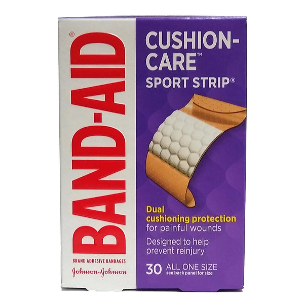 Band-Aid Cushion Care Sport Strip, 1" x 3", 30 Ct., 1 Box Each, By Johnson & Johnson