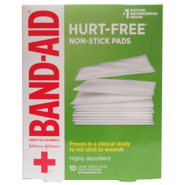 Band-Aid First Aid Non-Stick Large Pads, 10 Count, 1 Box Each, By Johnson & Johnson Consumer Inc.