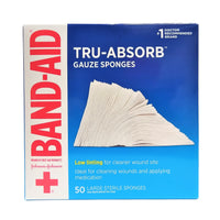 Band-Aid Tru-Absorb Gauze Sponges, 50 Large 4" x 4" Sterile Sponges, 1 Box Each, By Johnson And Johnson