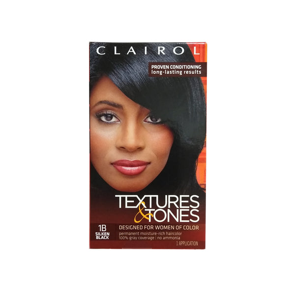 Clairol Professional Textures & Tones Hair Color, Silken Black 1B, 1 Box Each, By COTY